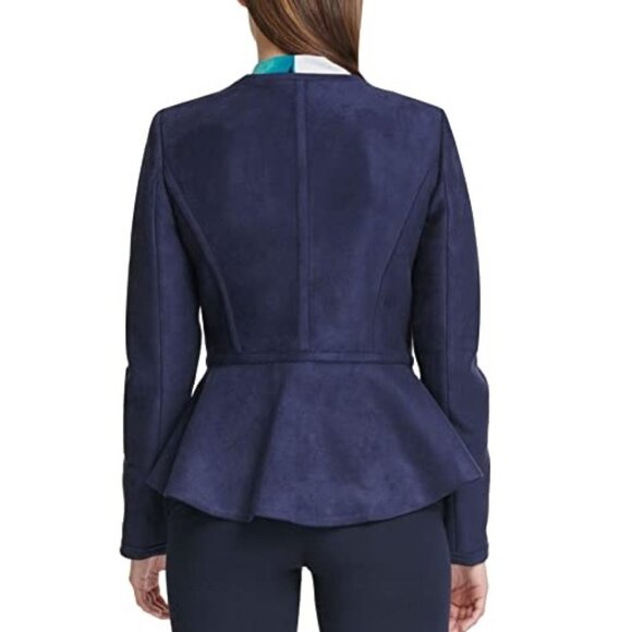 Dkny Faux-Suede Zip-Front Peplum Jacket - Picture 3 of 8